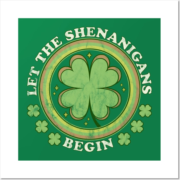 Let The Shenanigans Begin St Patricks Day Retro Vintage Wall Art by OrangeMonkeyArt